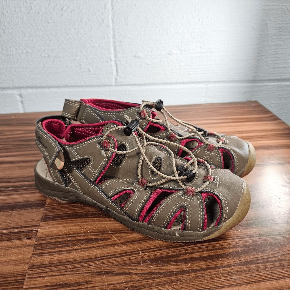 Eddie‎ Bauer women's Mary Shitake Brown Leather fisherman Sandals Size 7 Shoes